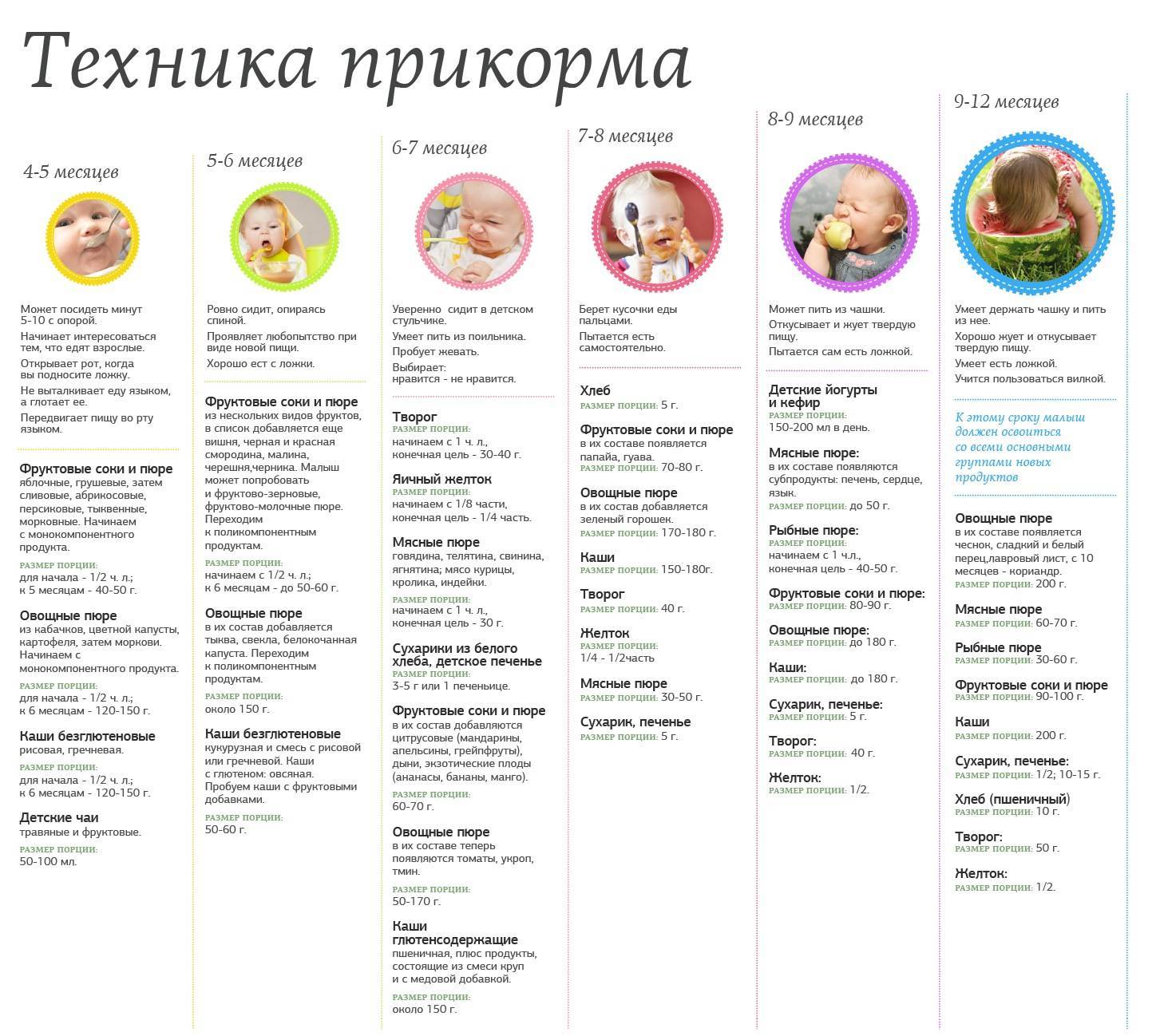 Схема прикорма ребенка в 7 месяцев при грудном и искусственном вскармливании: новое меню и рацион малыша