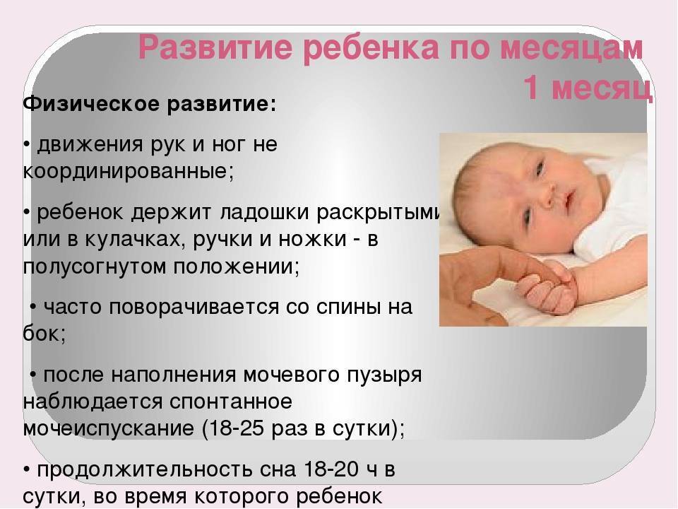 Развитие ребенка в 1 месяц: что должен уметь делать малыш, правила ухода, распорядок дня и сна, а также особенности питания и зарядки