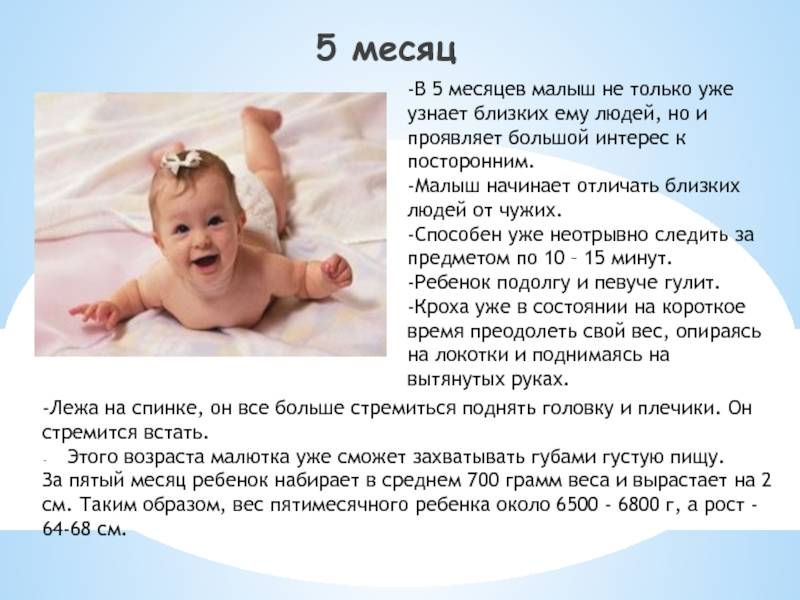 Ребенку 5 месяцев: развитие ребенка в 5 месяцев, вес, рост, режим дня