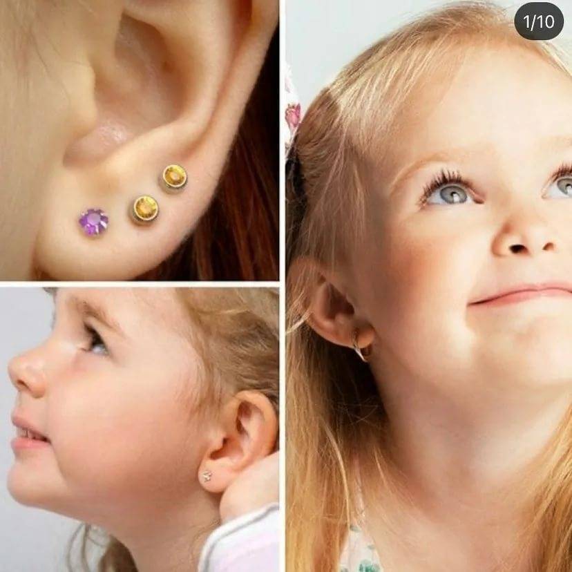 Как и в каком возрасте прокалывать уши ребенку, девочке? какие выбрать сережки для девочки в первый раз?