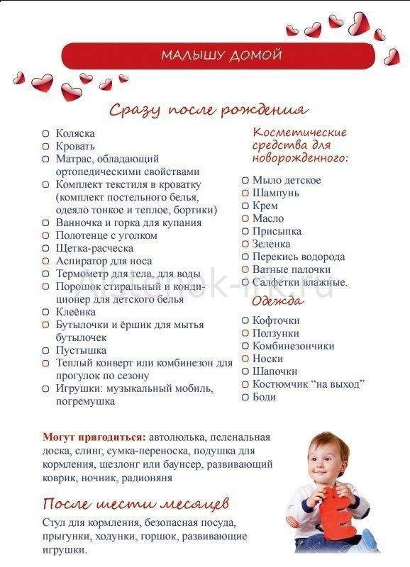 Список вещей для новорожденного ребенка на первое время