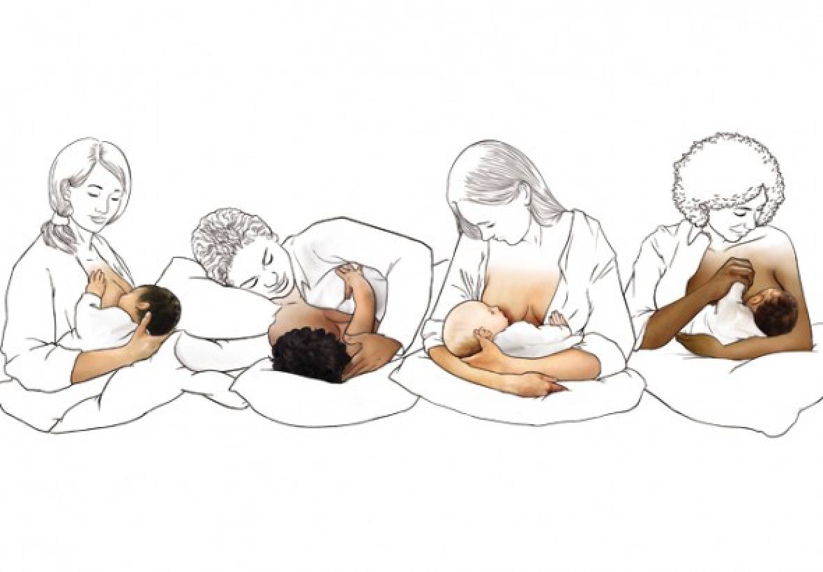Позы для кормления новорожденных: фото