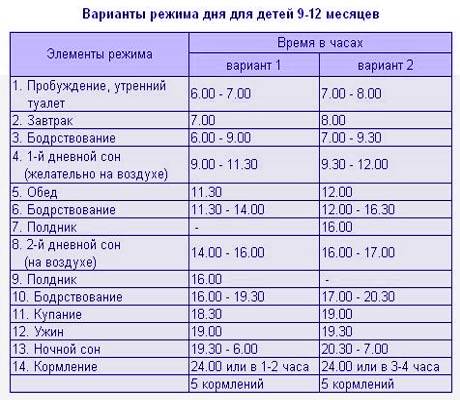 Особенности распорядка дня грудничка по месяцам: таблица с режимом сна и питания ребенка от рождения до года
