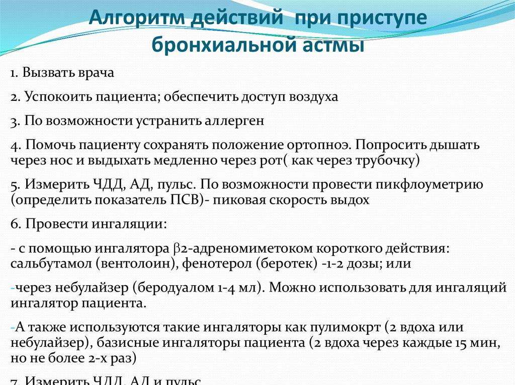 Бронхиальная астма шпаргалка для скорой помощи карта вызова